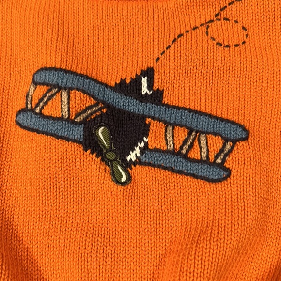 Gymboree 2005 Fly Boys Orange Bi-plane 100% cotton airplane sweater 3-6 months - Picture 6 of 12